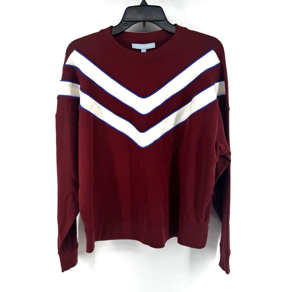 Antonio Melani Active Stripe Piping Crew Neck Long Sleeve Pullover Size Medium